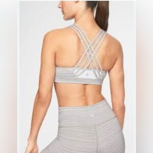 Athleta Small Stripe Jaquard Fully Focused Bra Quail